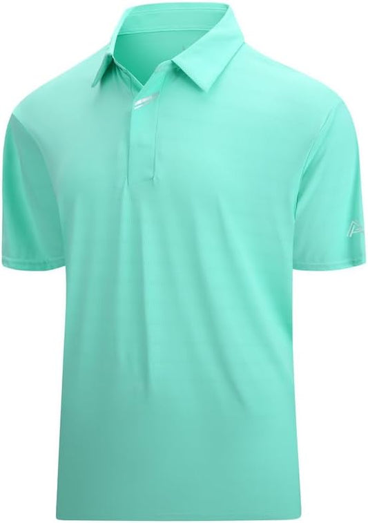 Damipow Premium Golf Shirts for Men Dry Fit Performance Polo Short Sleeve Collared Shirt