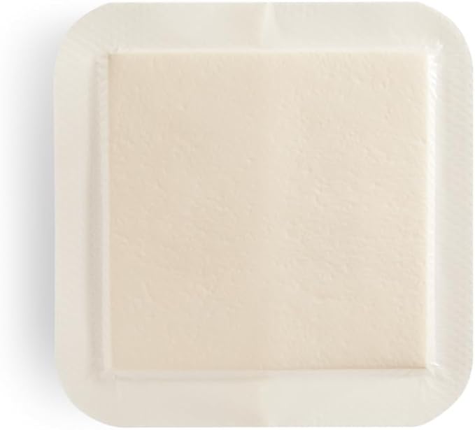 HALYARD Multi-Layer Bordered Silicone Foam Wound Dressing, Gentle Adhesive Superabsorbent Core Conformable & Breathable Water Resistant Protective Film Backing 6 Inch x 6 Inch (Box of 10)