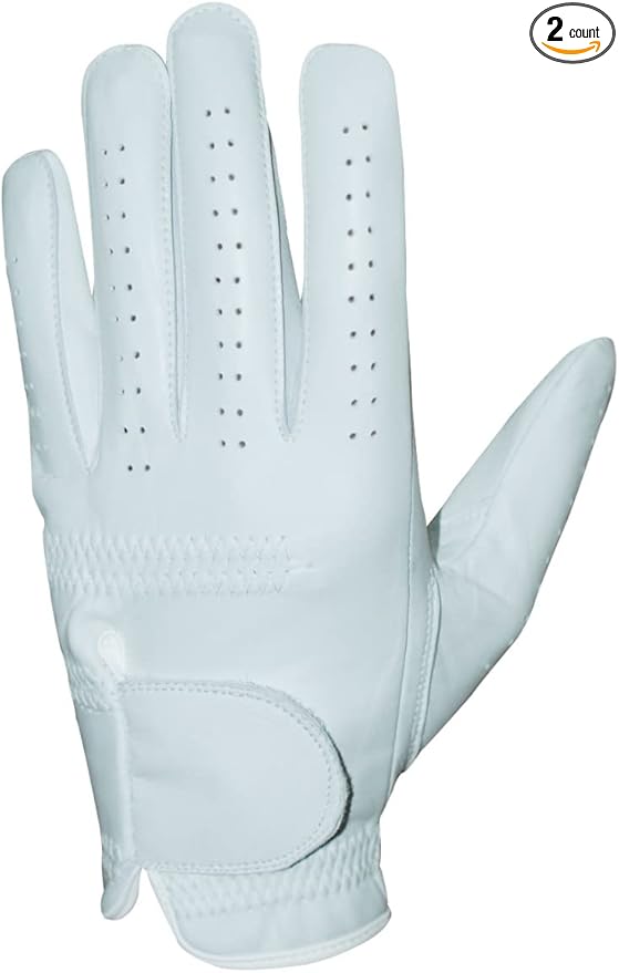 SportsImpex Golf Men's Golf Gloves Genuine Leather White Unlined Pack of 2
