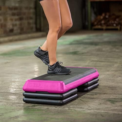 The Original STEP Exercise Step Platform, Health Club Size Stepper for Exercise at Home with 4 Stackable Risers for Height Adjustments