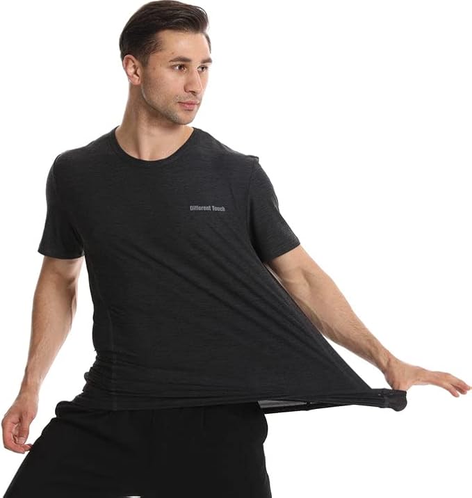 Different Touch Men’s Active Workout Quick Dry Crew Neck Short Sleeve T-Shirts