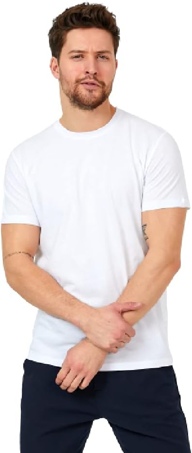 Men's Short Sleeve Crewneck T-Shirt 100% Cotton - Classic Colors - Breathable Mesh Fabric - Ideal for Sports & Everyday Wear