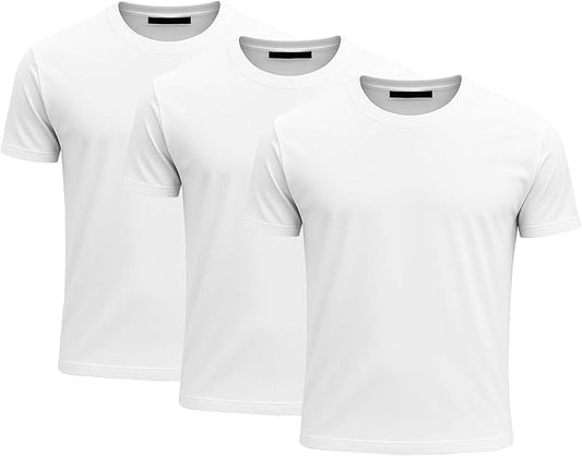 Men's Short Sleeve Crewneck T-Shirt 100% Cotton - Classic Colors - Breathable Mesh Fabric - Ideal for Sports & Everyday Wear