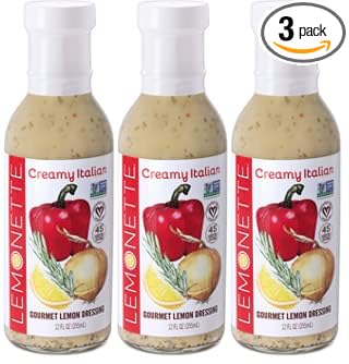 LEMONETTE Sugar Free, Low Cal, Low Fat Salad Dressing: Italian Herb 3 Gourmet 12oz bottles- Keto, Sugar Free,Gluten Free, Vinegar Free, Soy Free, Dairy Free, Canola Free, Vegan Certified