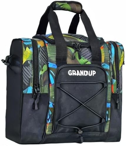 GRANDUP Bowling Ball Bag for Single Ball - Black Bowling accessories Ball Tote Bag Bowling Bag with Padded Ball Holder - Fits Bowling Shoes Up to Mens Size 14
