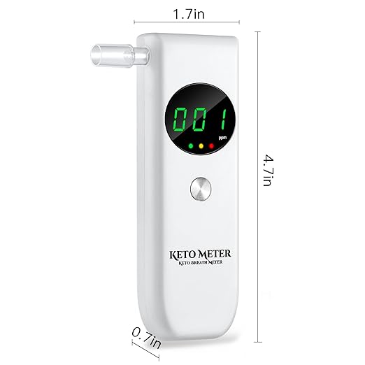 Professional Breath Monitoring Ketosis Meter Portable Breath Ketosis Breath Analyzer Meter for Ketosis Testing - High Precision Ketone Breath Tester with 10 Mouthpieces for Testing Ketosis