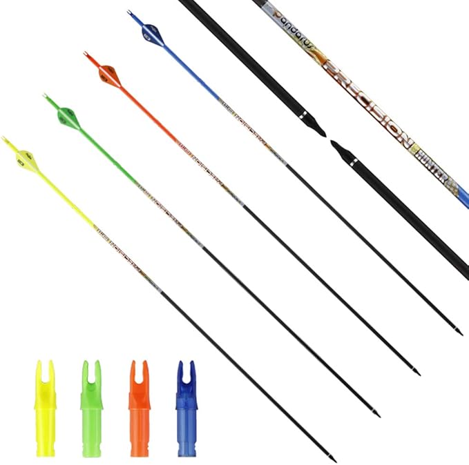30/32" Inch ST0.006 Hunting Arrows for Compound & Recurve Bow,100% Carbon Archery Target Arrows with Removable Tips for Accurate Hunters & Bowhunters (Pack of 12)