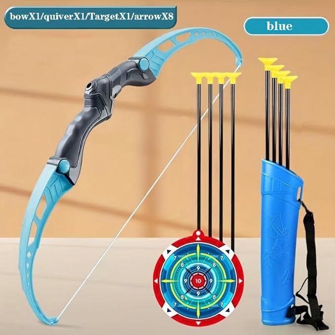 Kids Bow and Arrow Set, Toys Archery with Suction Cup Arrows & Target, Safety Archery Set for Age 3 4 5 6Year Old Boys Girls, Birthday Gifts for Kids (Blue)