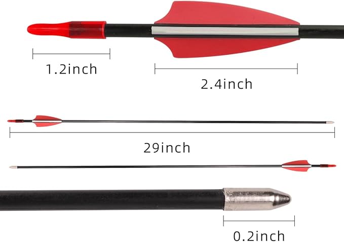 LWANO 28" Fiberglass Arrows - Archery Practice Target Arrows with Blunt Tips Durable Shaft for Youth Kids Children Beginners on Recurve&Long Bows(Pack of 12)