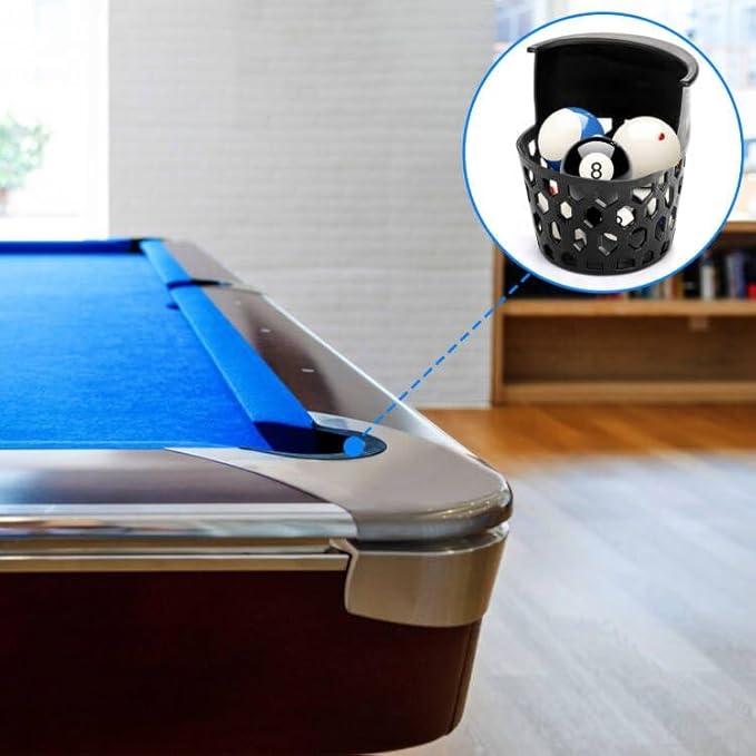 6 Pack Pool Table Pockets, Heavy Duty Billiard Set Including 4 Corner and 2 Side Pockets