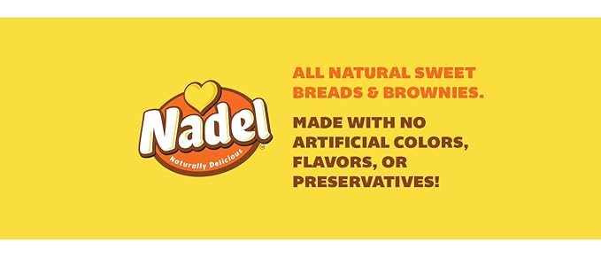 Nadel - Naturally Delicious Banana Nut bread, 4 Pack, Fresh Bananas, Crunchy Walnuts, Lunch snack breakfast bars Natural fresh brand, Cake Slices