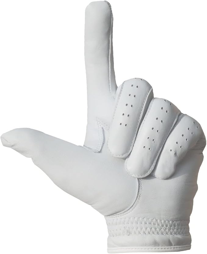 SportsImpex Golf Men's Golf Gloves Genuine Leather White Unlined Pack of 2