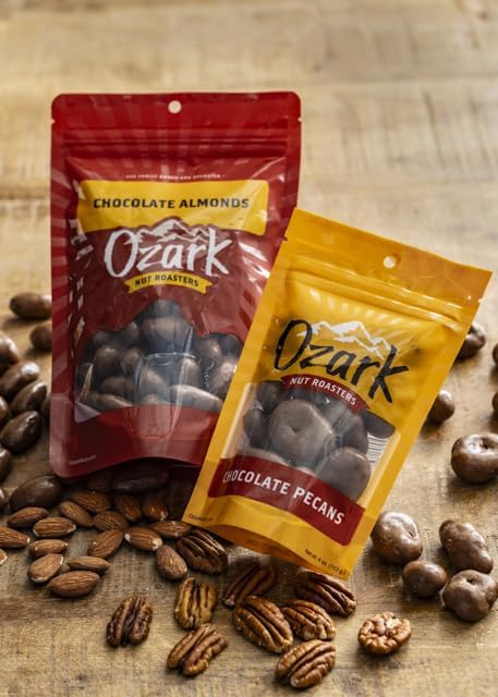 OZARK NUT ROASTERS, Sugar-Free Dark Almonds, Dark Chocolate Flavored Snacks, No Sugar Added, World-Class Gourmet Candied Nuts, Resealable Pack of 2 (14.0 oz)