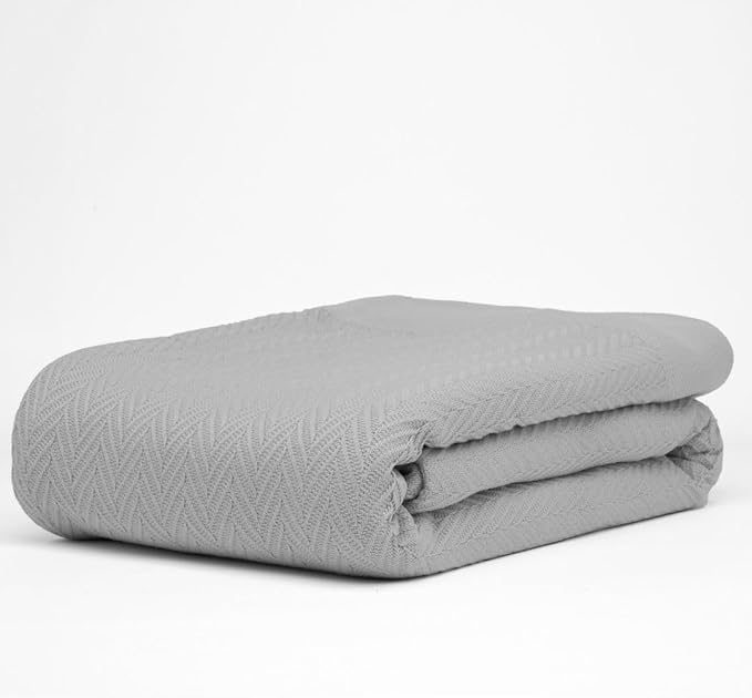 100% Cotton Herringbone Blankets, 108"X90" King, Throw Blanket for Bed All Season Cotton Blanket, Cozy Blanket,Throws & Bed Blanket, Throw Blanket for Couch, Modern Home Decor -Scottish Grey