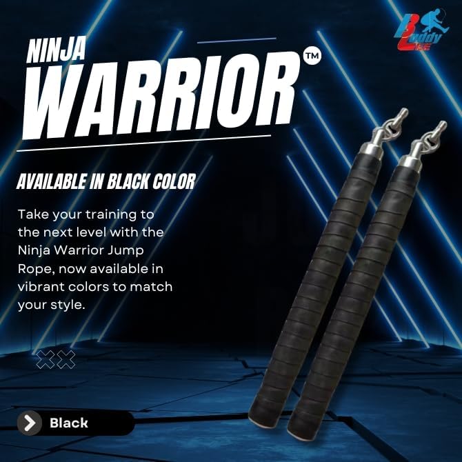 Buddy Lee Ninja Warrior Jump Rope – Adjustable Speed Rope for Fitness, HIIT, CrossFit & Boxing – Tangle-Free with Precision Ball Bearings – Durable, Lightweight & Ergonomic Handles
