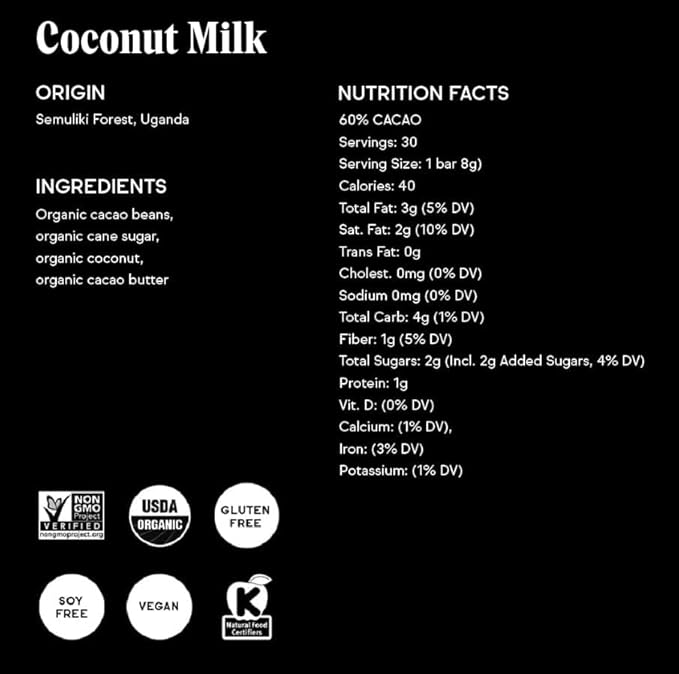 Raaka Coconut Milk Chocolate Gift Box | 60% Cacao Vegan Milk Chocolate | Organic, Vegan, Gluten Free | Box of 30 Individually Wrapped Chocolates