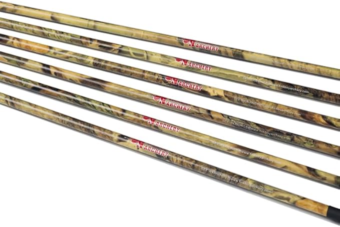 Archery 30" 32" 400 500 Spine Carbon Hunting Arrows Turkey Feather for Compound Recurve Bow Longbow Practice Target Camo Arrow Pack of 12PCS