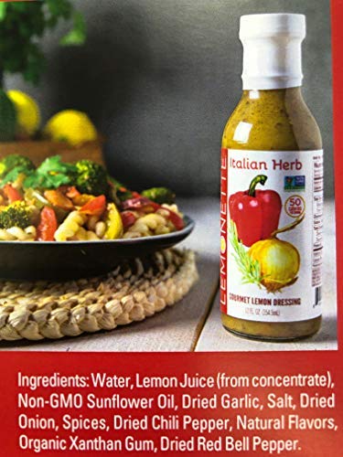 LEMONETTE Sugar Free, Low Cal, Low Fat Salad Dressing: Italian Herb 3 Gourmet 12oz bottles- Keto, Sugar Free,Gluten Free, Vinegar Free, Soy Free, Dairy Free, Canola Free, Vegan Certified