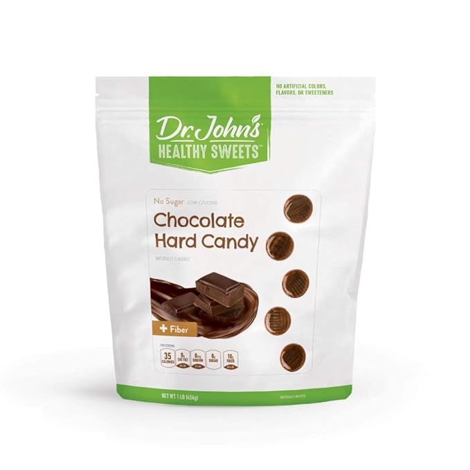 Dr. John’s Sugar Free Candy, Healthy Hard Candy with Zero Sugar, Low Calorie Snacks, Keto Friendly, Vegan, Gluten Free, Chocolate Flavor, 100 Count, 1 LB