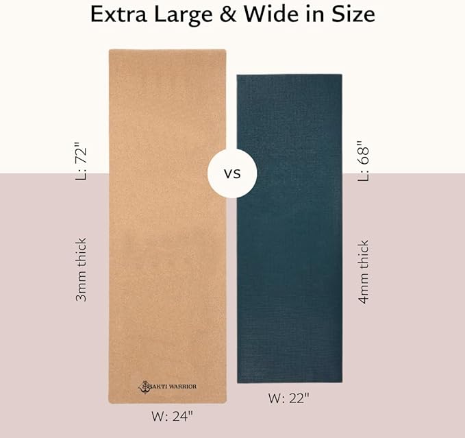 Cork Yoga Mat - Artist Designed, Premium Printed Eco-Friendly Non-Slip mat, Great for Regular & Hot Yoga, Pilates, Workouts 72 inch x 24 inch x 3mm Thick