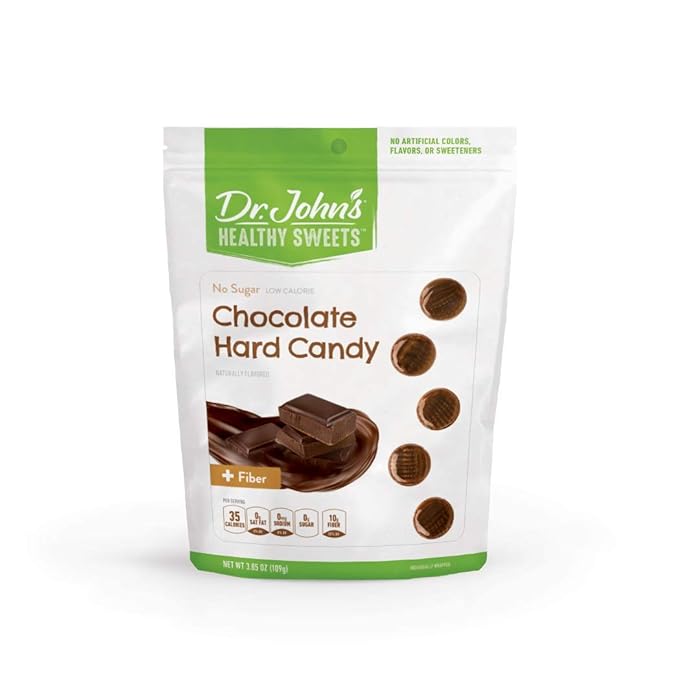Dr. John’s Sugar Free Candy, Healthy Hard Candy with Zero Sugar, Low Calorie Snacks, Keto Friendly, Vegan, Gluten Free, Chocolate Flavor, 24 Count, 3.84 OZ