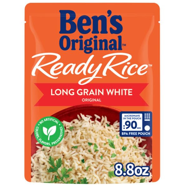 BEN'S ORIGINAL Ready Rice Original Long Grain White Rice, Easy Dinner Side, 8.8 oz Pouch (Pack of 6)