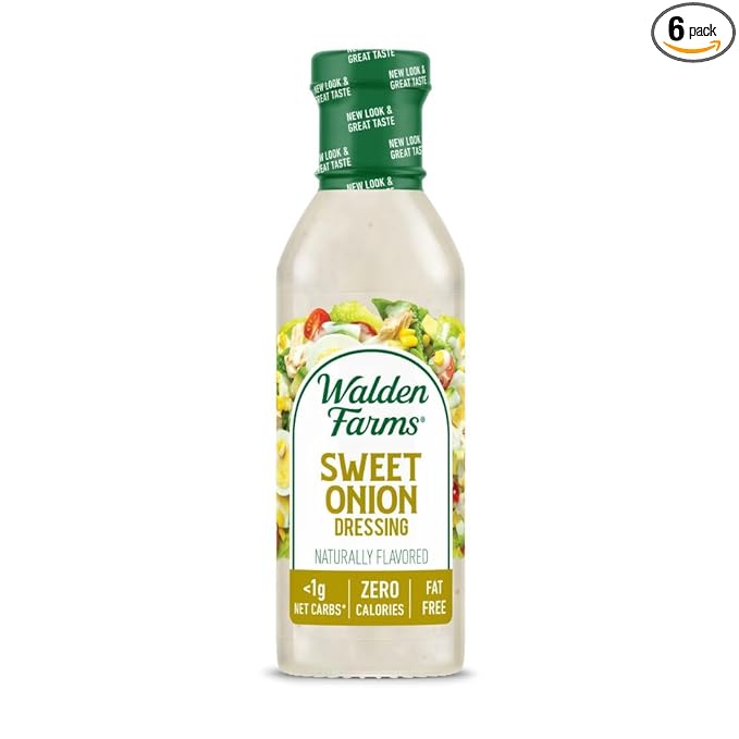 Walden Farms Sweet Onion Dressing - Low Carb, Calorie-Free, Gluten-Free, Keto-Friendly, Sugar-Free, Fat-Free, Dairy-Free Sweet Onion Flavor - 6-Pack, 12 oz Bottles