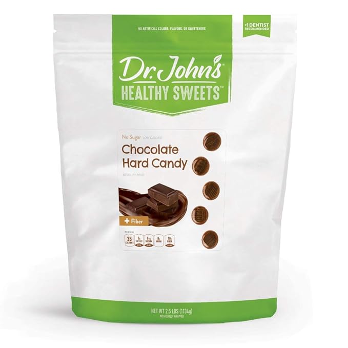 Dr. John’s Sugar Free Candy, Healthy Hard Candy with Zero Sugar, Low Calorie Snacks, Keto Friendly, Vegan, Gluten Free, Chocolate Flavor, 252 Count, 2.5 LB