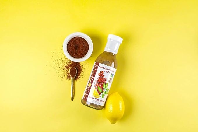 LEMONETTE Sugar Free, Low Cal, Low Fat Salad Dressing: Mediterranean Herb with Sumac- 2 Gourmet 12oz bottles - Keto, Gluten Free, Vinegar Free, Soy Free, Canola Free, Vegan Certified
