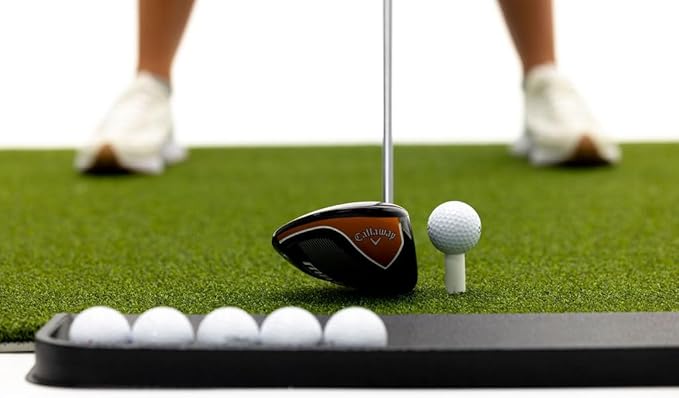 Premium Turf Indoor/Outdoor Golf Mat. Bonus Tray + 3 Tees