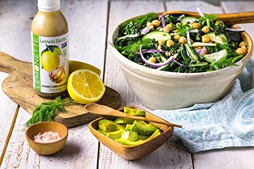 LEMONETTE Sugar Free, Low Cal, Low Fat Salad Dressing: Lemon Garlic 1 Gourmet 12oz bottle - Keto, Gluten Free, Vinegar Free, Soy Free, Dairy Free, Canola Free, Vegan Certified