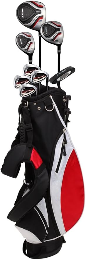 Precise Teen Golf Club Set for Ages 13-16 - Right/Left Hand Youth Golf Clubs with Titanium Driver, Stainless Steel Hybrid, 7-PW Irons, Putter, Stand Bag & 3 Headcovers - Graphite/Steel Shafts