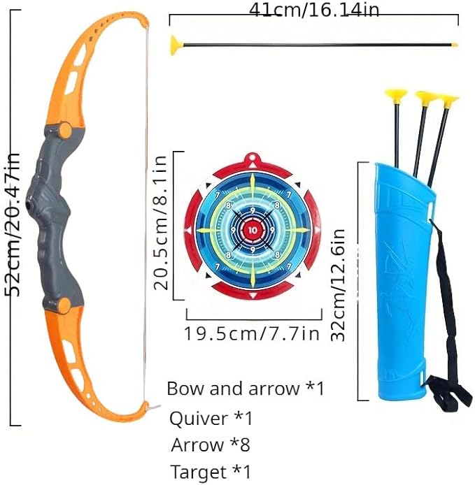 Kids Bow and Arrow Set Age 4-6 | Outdoor Toy with 8 Safety Arrows|Blue Orange Archery Gift for Boys Girls Birthday Party (Orange)