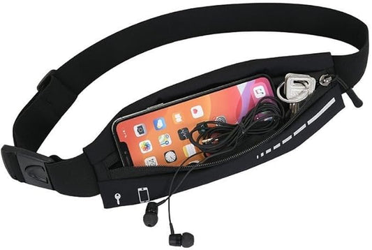 2 Pack Running Belt Slim Pack for Women Men, Phone Holder Runners Pouch Waist Belt for Workout Jogging, Money Belt Running Gift Gear Accessories, Black, One Size, Fashion (Black)
