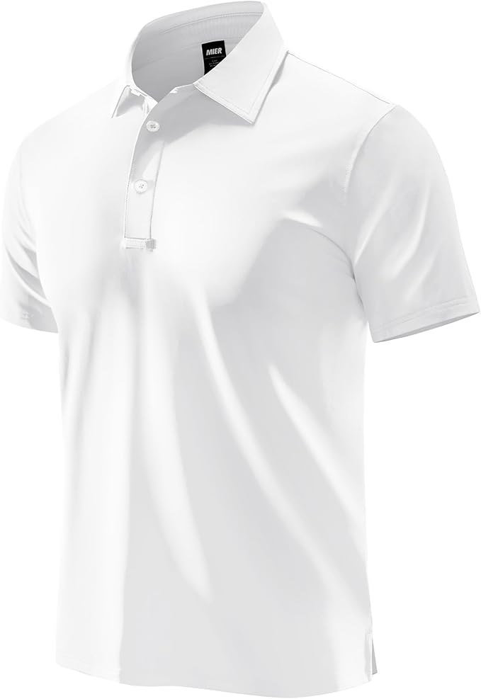 MIER Polo Shirts for Men Short Sleeve Dry Fit Performance Golf Tennis Active Collared Shirts, UPF 50+ Sun Protection