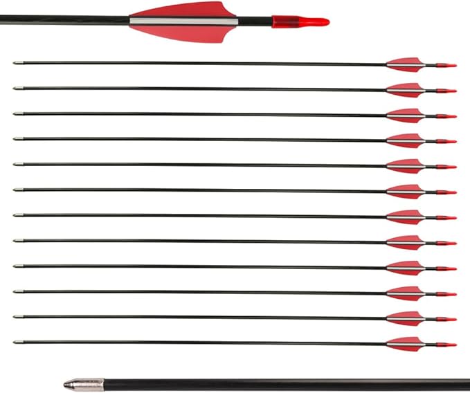 LWANO 28" Fiberglass Arrows - Archery Practice Target Arrows with Blunt Tips Durable Shaft for Youth Kids Children Beginners on Recurve&Long Bows(Pack of 12)