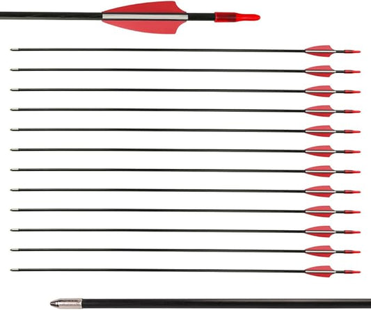 LWANO 28" Fiberglass Arrows - Archery Practice Target Arrows with Blunt Tips Durable Shaft for Youth Kids Children Beginners on Recurve&Long Bows(Pack of 12)