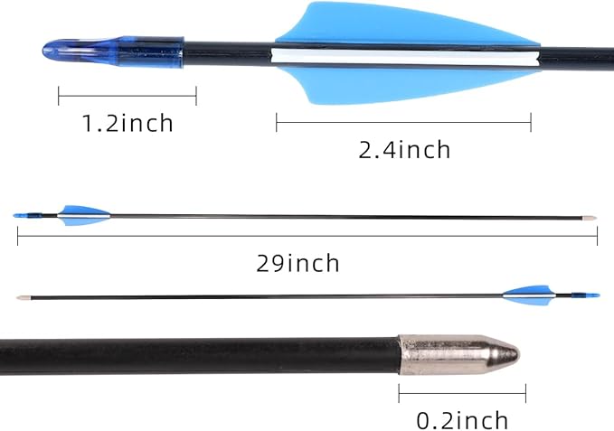 LWANO 28" Fiberglass Arrows - Archery Practice Target Arrows with Blunt Tips Durable Shaft for Youth Kids Children Beginners on Recurve&Long Bows(Pack of 12)