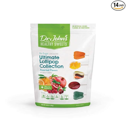Dr. John’s Sugar Free Candy, Healthy Lollipops with Zero Sugar, Low Calorie Snacks, Keto Friendly Hard Candy Sweets, Ultimate Collection, 14 Count, 3.85 OZ