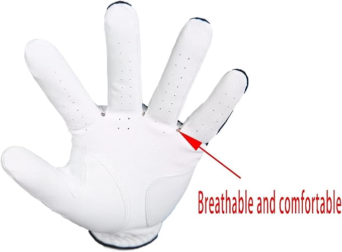 Men's Golf Glove Premium Synthetic Leather,Net Fabric,Stable Grip,Six Pack Value Left Hand Right Hand（Left is Wear on Left Hand,Right is Wear on Right Hand）