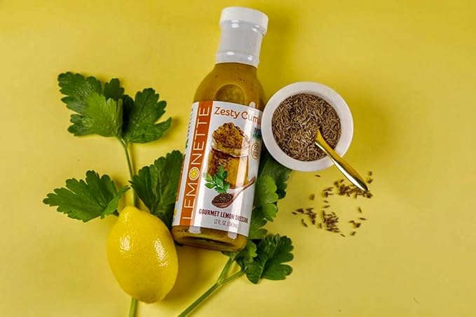 LEMONETTE Zesty Cumin with Tumeric Salad Dressing 1 Gourmet 12oz bottle: Keto Approved (As Seen In Women's Health), Sugar Free, Low Cal, Low Fat, Gluten Free, Vinegar Free, Soy Free, Canola Free, Vegan Certified