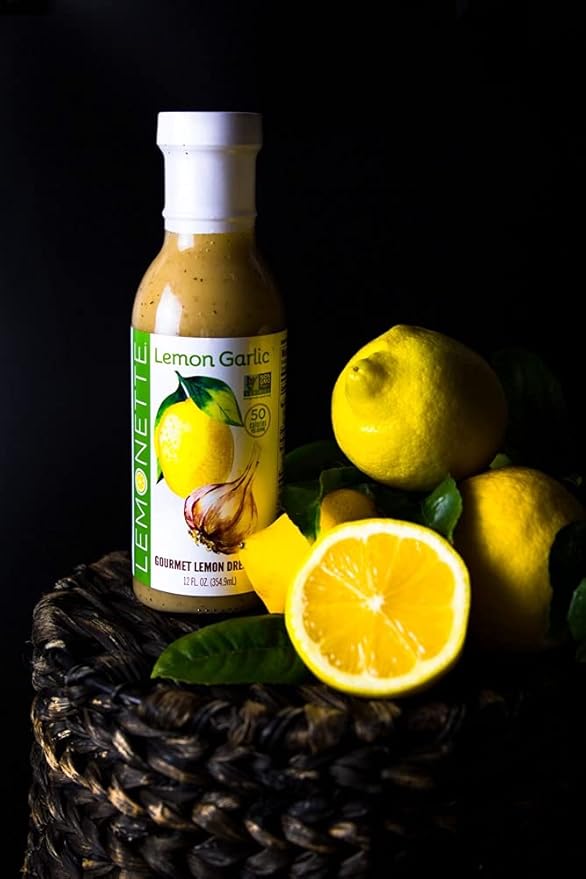 LEMONETTE Sugar Free, Low Cal, Low Fat Salad Dressing: Lemon Garlic 1 Gourmet 12oz bottle - Keto, Gluten Free, Vinegar Free, Soy Free, Dairy Free, Canola Free, Vegan Certified