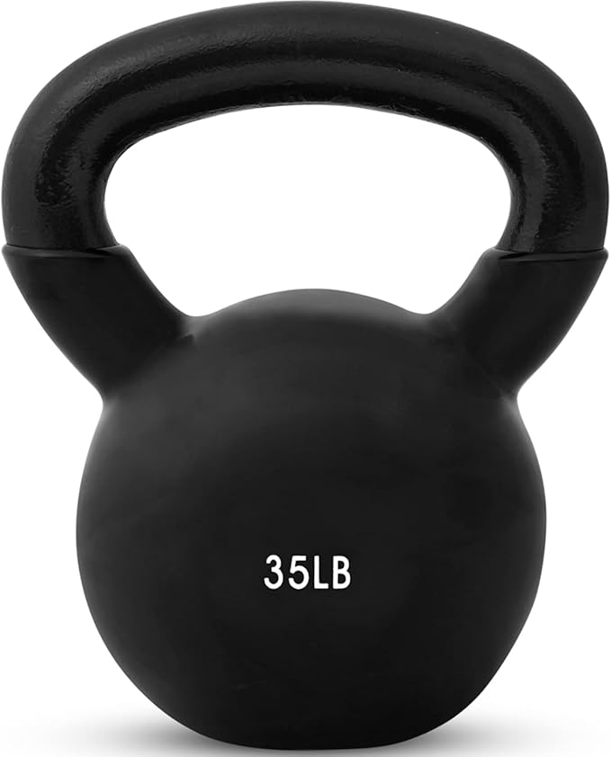 JFIT Kettlebell Weights Vinyl Coated Iron - 12 Size Options, 5lbs-50lbs - Coated for Floor and Equipment Protection, Noise Reduction, Ballistic, Core, Weight Training
