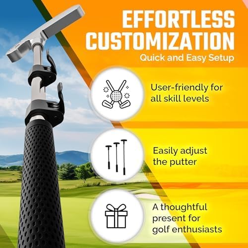 Kids Putter Set with Extendable Shaft – Adjustable Mini Golf Putter for Junior Golfers – Left & Right-Handed Training Club – Includes 3 Balls – Silver, 17"-35"