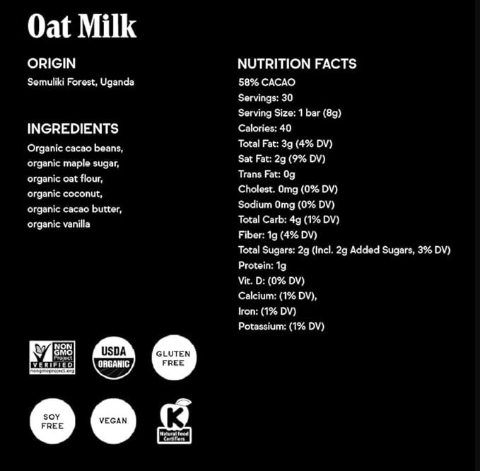 Raaka Oat Milk Chocolate Gift Box | 58% Cacao Vegan Milk Chocolate | Organic, Vegan, Gluten Free | Box of 30 Individually Wrapped Chocolates