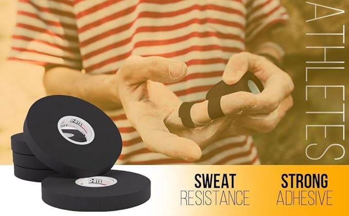 8 Pack Finger Tape Athletic Sports Wrap 0.3” x 45 Feet for Rock Climbing BJJ Jiu Jitsu MMA Grappling Martial Arts Volleyball Weight Training Wrestling Hand Tape Black