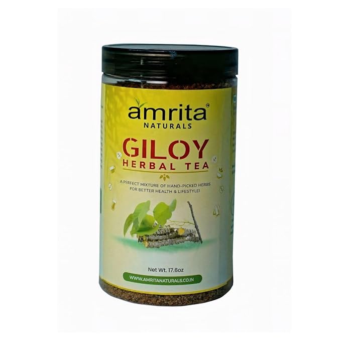 Amrita Naturals Giloy Guduchi Instant Herbal Tea – 1.10 lb (500g) | Natural Tinospora Cordifolia Blend | Caffeine-Free & Vegan | Refreshing Daily Drink | No Artificial Colors or Flavors