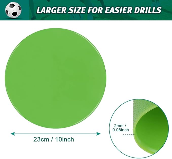 Poly Spots Spot Markers for Gym Floor 9inch 10inch 12/18/24/36 Pcs Flat Cones Non-Slip Rubber Floor Dots Circles for Kids Sports Soccer Basketball Agility Training Dance Classroom