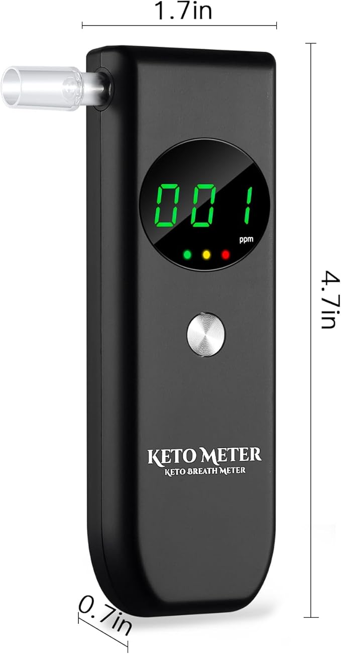 Professional Ketone Breath Analyzer Portable Breath Ketosis Meter for Ketosis Testing - High Precision Ketone Breath Tester with 10 Mouthpieces for Tracking Your Ketones
