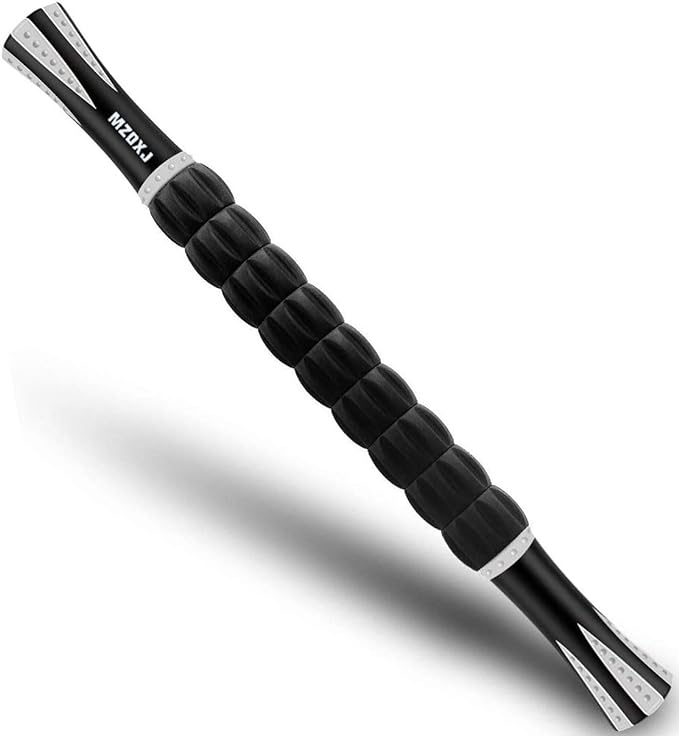 Muscle Roller Massage Roller Stick for Athletes, Help Reducing Muscle Soreness Cramping Tightness Leg Arms Back Calves Muscle Massager（Black White - 18 inch）